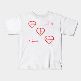 Christianity, Heartbeat icon, cross, heart & prayer Kids T-Shirt